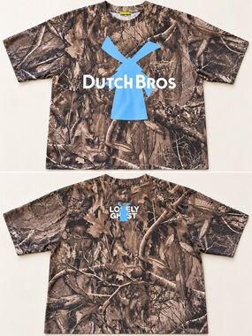Rare LONELY GHOST x Dutch Bros Camo Tee